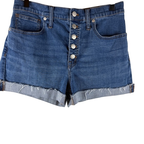 Madewell High Rise Boho Button Fly Beachy Western Rodeo Raw Hem Denim Shorts - Picture 3 of 6